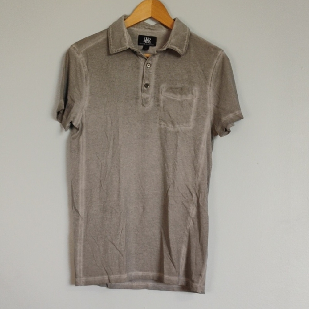 Rock & Republic Men's Size S Gray Collared Polo Shirt Classic 100% Cotton Casual